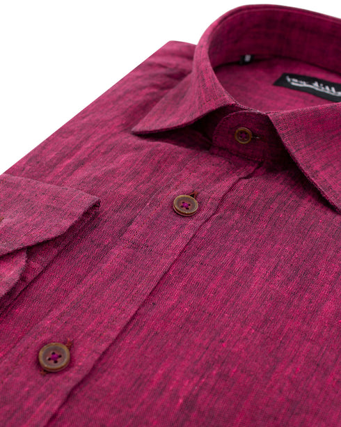 Fuchsia Yarn Dyed Linen Shirt